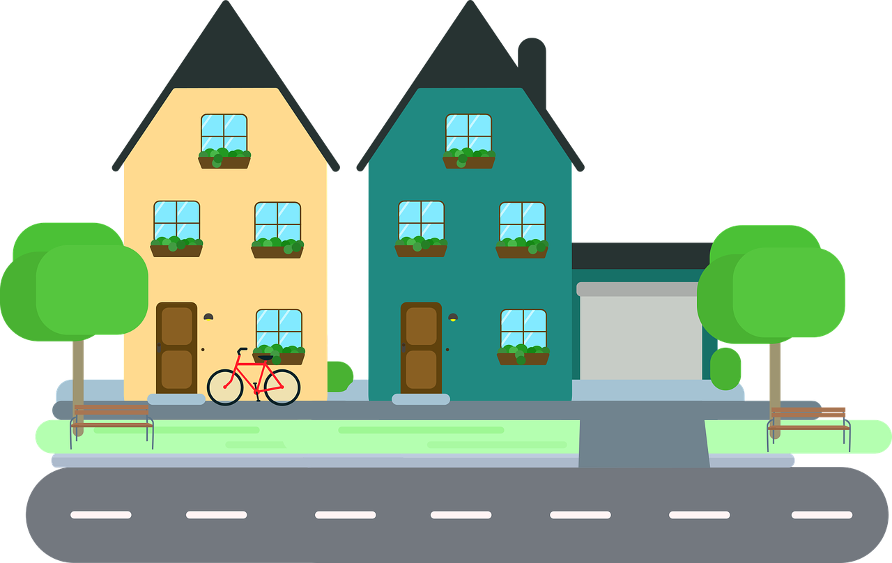 Maisons route espace vert