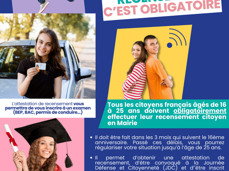 BIENTÔT 16 ANS, PENSEZ AU RECENSEMENT CITOYEN